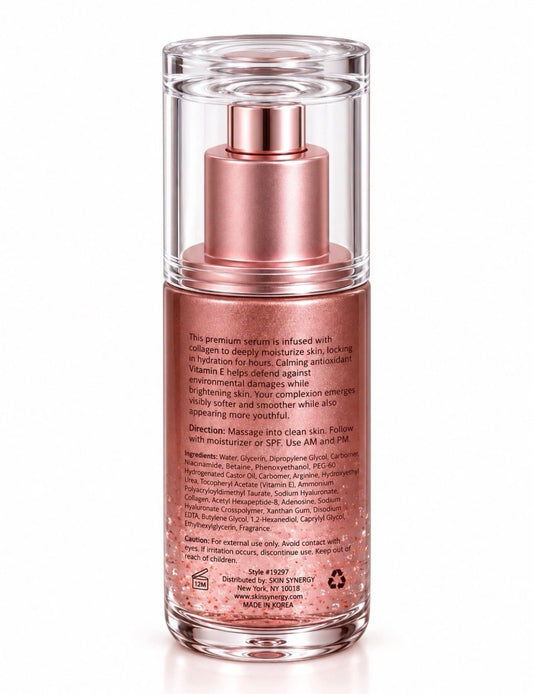 Skin Synergy -Korean Collagen & Vitamin E Face Serum Plumping Moisturizing
