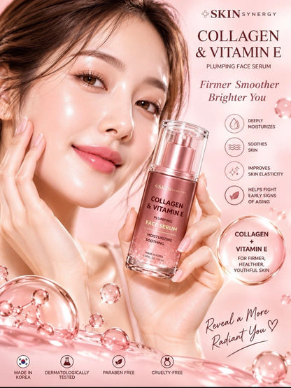 Skin Synergy -Korean   Collagen & Vitamin E Face Serum Plumping Moisturizing