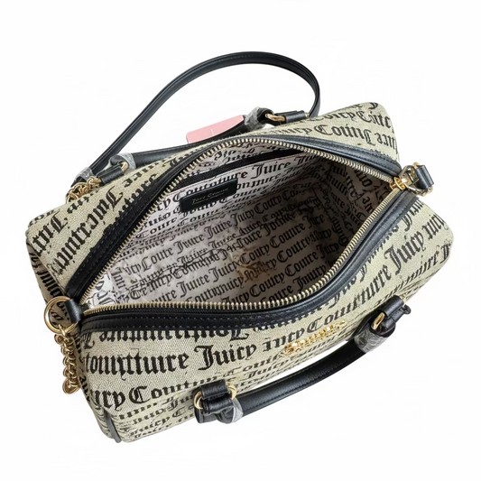Juicy Couture handbag with beige and black monogram logo print